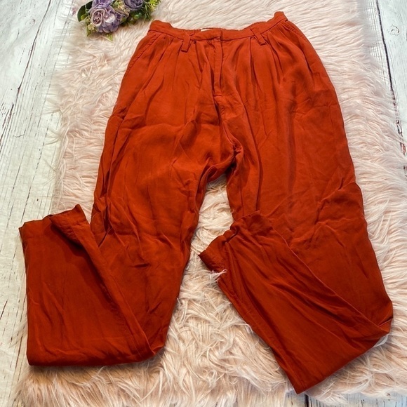 Apiece Apart Orange Red Paper Bag Style Pants sz 0 - Picture 1 of 10